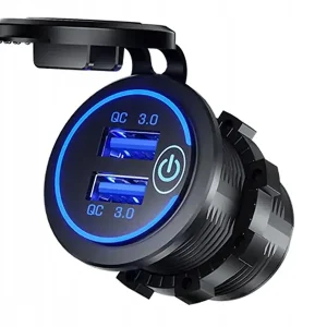 Ekspresowa dostawa Ładowarka do zabudowy 2x USB QC3.0 z włącznikiem dotykowym i podświetleniem