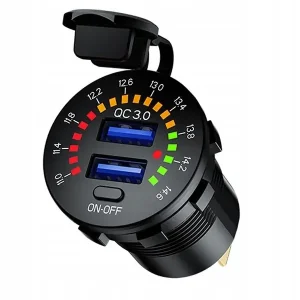 Ekspresowa dostawa ŁADOWARKA DO ZABUDOWY USB QC3.0 + 6A Woltomierz