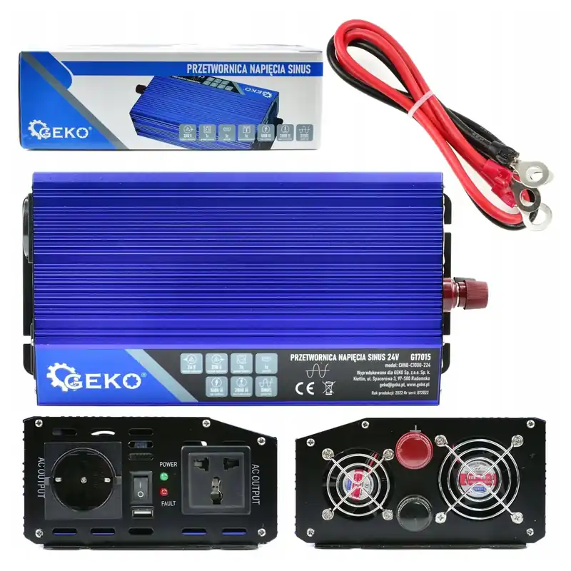 PRZETWORNICA NAPIĘCIA 24V / 230V 1000/2000W SINUS Promocja