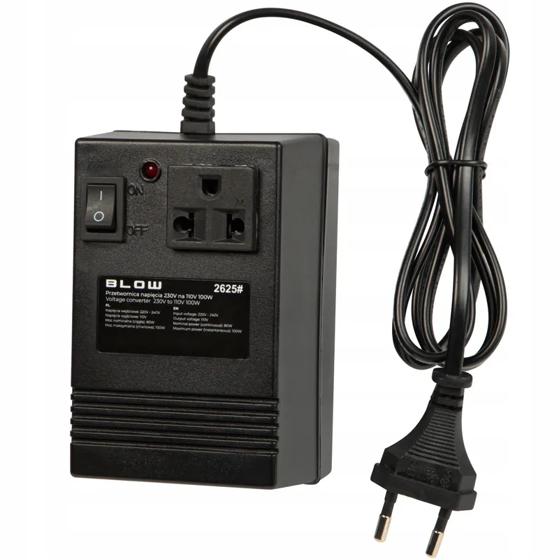 Zwrot pieniędzy PRZETWORNICA KONWERTER NAPIĘCIA TRANSFORMATOR ZASILACZ 100W 230V 110V USA