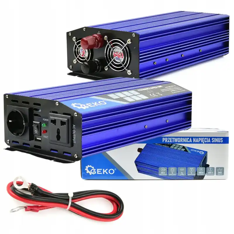 GEKO PRZETWORNICA NAPIĘC SINUS 12V/230V 1000/2000W Wysoka jakość