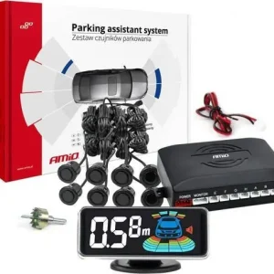 AMiO Czujniki parkowania cofania LED 3D przód tył czarne GOLD 18mm AMIO-03192 Nowość