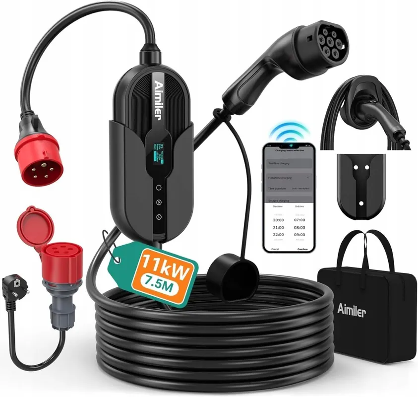 AIMILER Wallbox 11kW stacja ładująca 3-fazowa aplikacja 400V 8-16A Popularny
