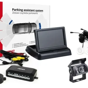 Zestaw czujników parkowania tft02 4,3" z kamerą hd-501-ir 4 sensory białe Premium