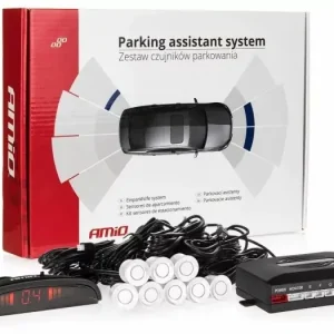 AMIO Czujniki parkowania AMiO z wyświetlaczem LED i buzzerem 8 sensorów 22mm białe P23-5412 Promocja