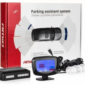 AMIO Czujniki parkowania AMiO z wyświetlaczem LED graficzny i buzzerem 4 sensory 22mm białe P14-0163 Szybka dostawa
