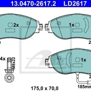 Kup teraz ATE Zestaw klocków hamulcowych, hamulce tarczowe 13.0470-2617.2 13.0470-2617.2