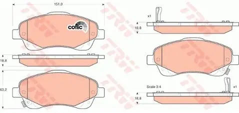 TRW Zestaw klocków hamulcowych, hamulce tarczowe GDB3336 Szybka dostawa