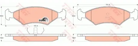 TRW Zestaw klocków hamulcowych, hamulce tarczowe GDB255 Ostatnia szansa