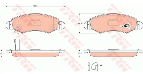 TRW Zestaw klocków hamulcowych, hamulce tarczowe GDB3363 Oryginalny