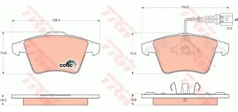 TRW Zestaw klocków hamulcowych, hamulce tarczowe GDB1651 Oryginalny