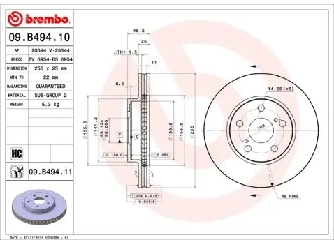 BREMBO Tarcza hamulcowa 09.B494.11 Kup teraz