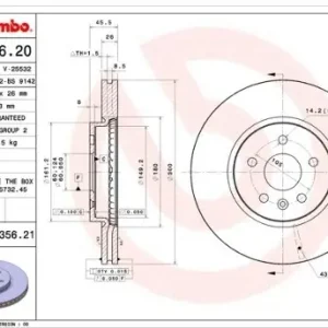 BREMBO Tarcza hamulcowa 09.B356.21 Autentyczny