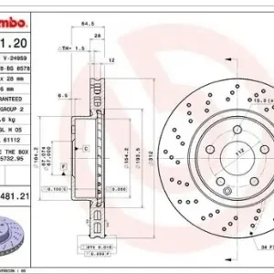 Popularny BREMBO Tarcze hamulcowe (komplet 2 sztuk) 09.9481.21