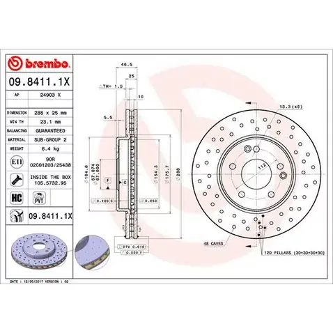 Zwrot pieniędzy Tarcza hamulcowa BREMBO 09.8411.1X