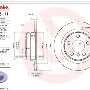 BREMBO Tarcza hamulcowa 08.C115.11 Niska cena