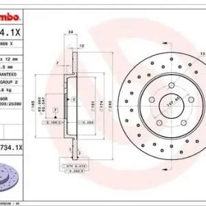 Wyprzedaż BREMBO Tarcza hamulcowa 08.9734.1X