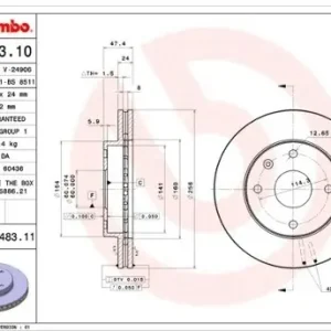 Tani BREMBO Tarcza hamulcowa 09.9483.11