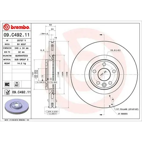 Tarcza hamulcowa BREMBO 09.C492.11 Ostatnia szansa