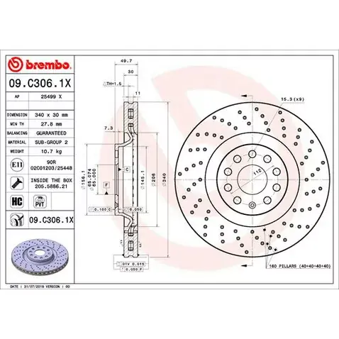 Promocja Tarcza hamulcowa BREMBO 09.C306.1X
