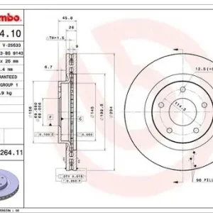 Rabat BREMBO Tarcza hamulcowa 09.N264.11