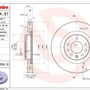 Niska cena BREMBO Tarcza hamulcowa 09.8004.51
