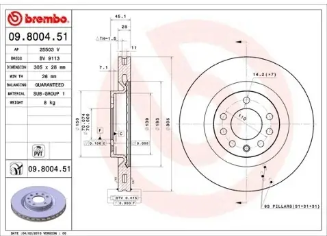 Niska cena BREMBO Tarcza hamulcowa 09.8004.51