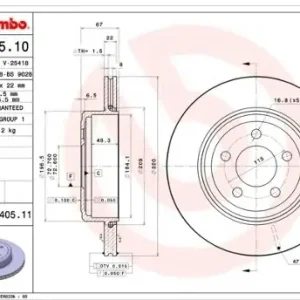 Wysoka jakość BREMBO Tarcza hamulcowa 09.A405.11
