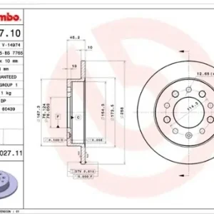 BREMBO Tarcza hamulcowa 08.B027.11 Popularny