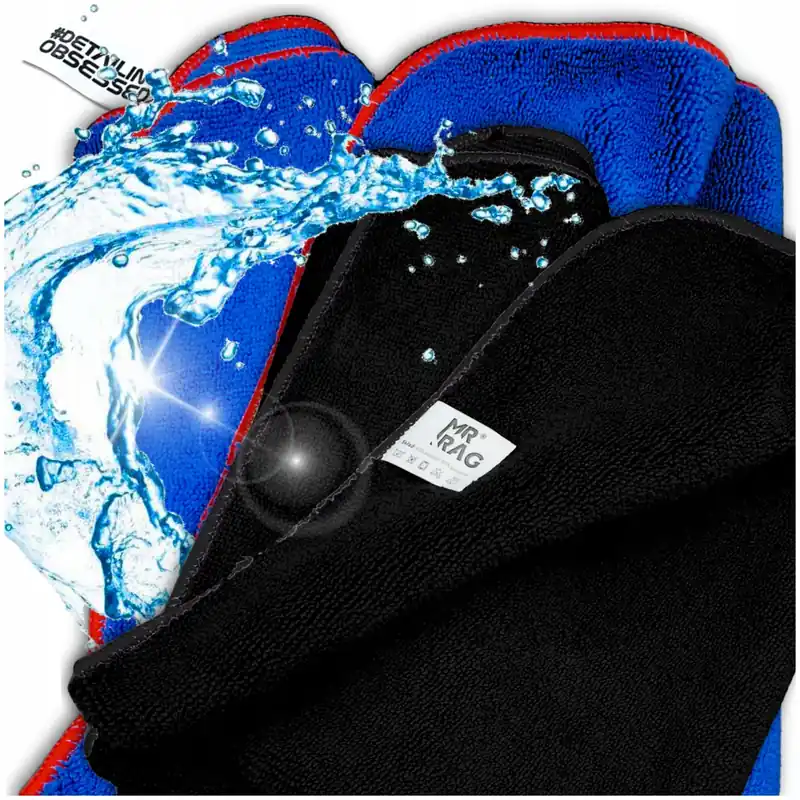 Tani FLUFFY ręcznik do osuszania samochodu duży 90x60cm 450gsm + czarny 500gsm