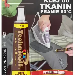 Oferta limitowana KLEJ TAPICERSKI DO TKANIN UBRAŃ kolana, łokcie NAPRAWCZY PŁYNNE WŁÓKNO 20ML