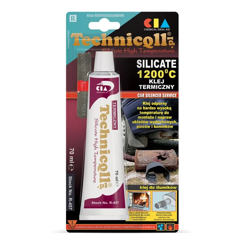 Popularny KLEJ TERMICZNY 1200°C DO NAPRAWY TŁUMIKÓW KOLEKTORÓW PIECÓW KOMINKÓW 70ML
