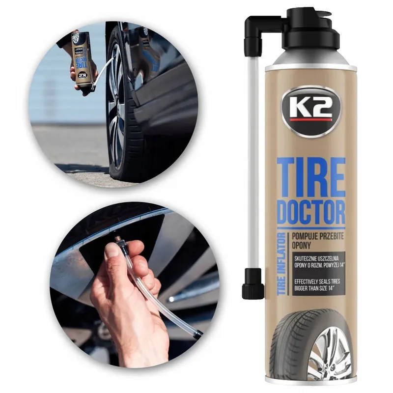 Aerozol do pompowania opon K2 TIRE DOKTOR 500 ML SZYBKO POMPUJE Promocja