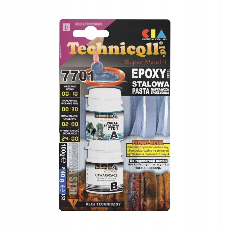 KLEJ DO METALU PŁYNNY METAL KLEJ DO ŻELIWA STALI DWUSKŁADNIKOWY E-433 Nowość