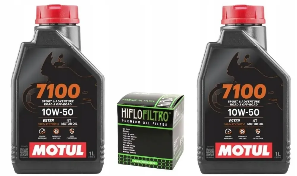 Wysoka jakość Olej MOTUL 7100 10W50 2L + Filtr Hiflo HF155 HF157 Ktm Exc Sxf 525 450 250