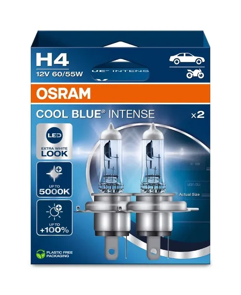 Premium Osram H4 12V 60/55W Cool Blue Intense +100%